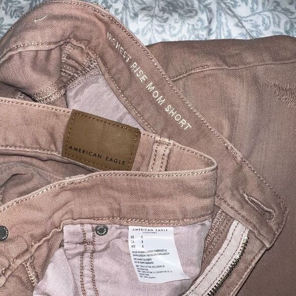 AE American Eagle High highest Rise Mom Short Shorts Distressed Old Rose size 6 - Picture 3 of 3